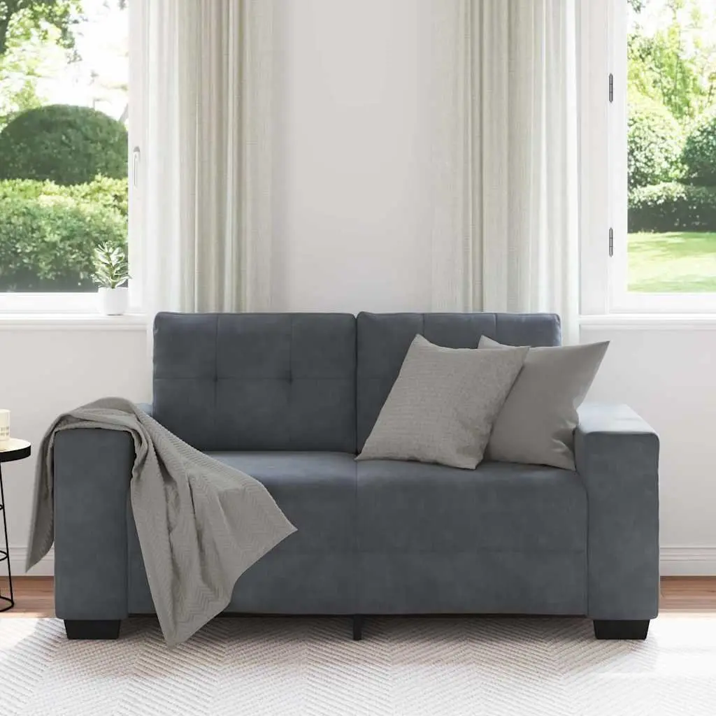 Loveseat Sofa Dark Grey Velvet 2 Seater Couch Living Room Bedroom Study
