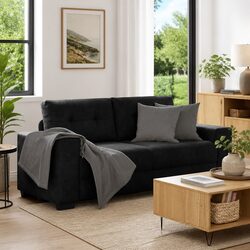 Loveseat Sofa Black Velvet - Dimensions 180x77x82cm