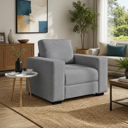 Grey Fabric Sofa Chair: 100x77x82cm Dimensions
