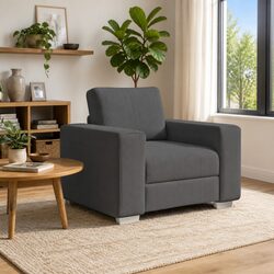 Sofa Chair Grey Corduroy Fabric Armchair Living Room Furniture Relaxing Seat