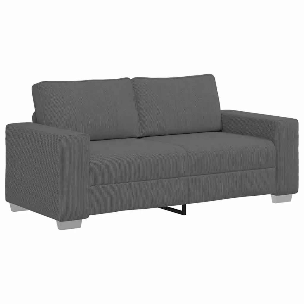 Grey Loveseat Sofa Corduroy 180x77x82cm