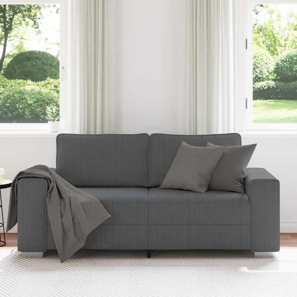 Grey Loveseat Sofa Corduroy 180x77x82cm