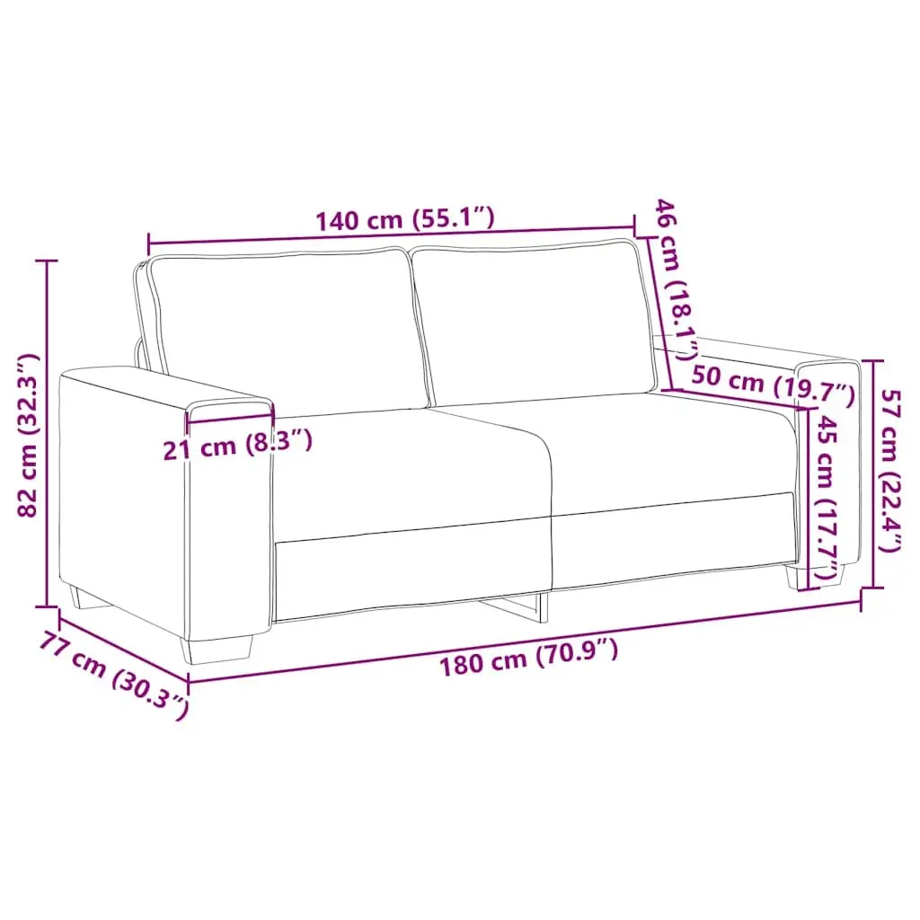 Grey Loveseat Sofa Corduroy 180x77x82cm