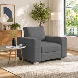Modern Fabric Sofa Chair Grey 100cm Lounge Seat Armrests Living Room Furniture