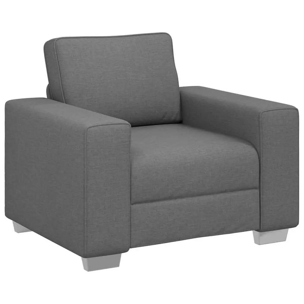 Fabric Sofa Chair Grey 100cm with Wide Armrests