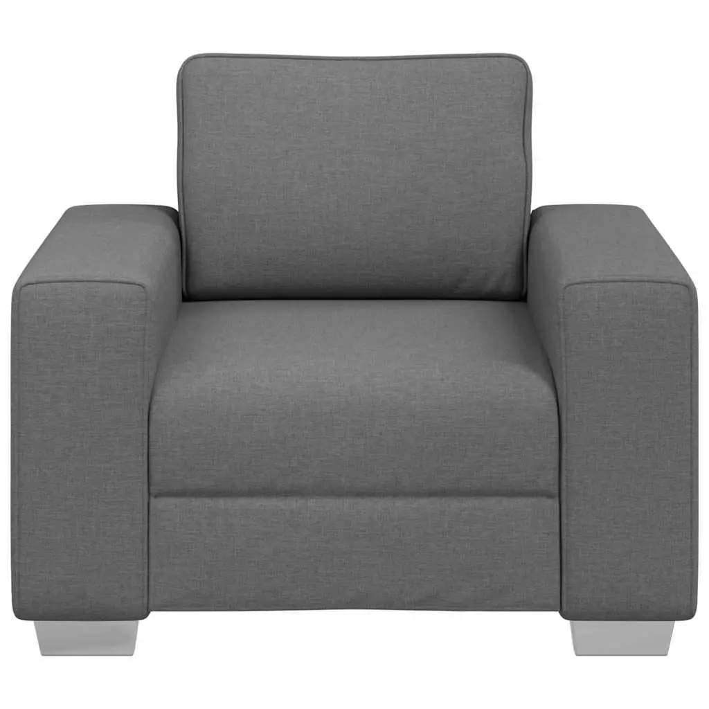 Fabric Sofa Chair Grey 100cm with Wide Armrests