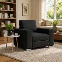 Fabric Sofa Chair 100cm - Black, Foam and Fibre Seat