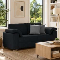 Black Fabric Loveseat Sofa - 180cm Wide