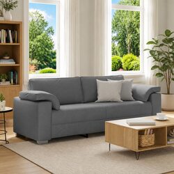 3-Seater Sofa Specifications: Grey Fabric Couch 220cm