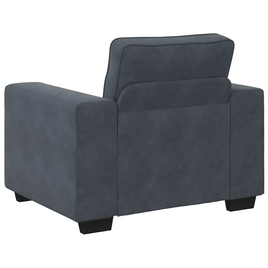 Sofa Chair Dark Grey Velvet Armchair Living Room Bedroom Relaxation Seating
