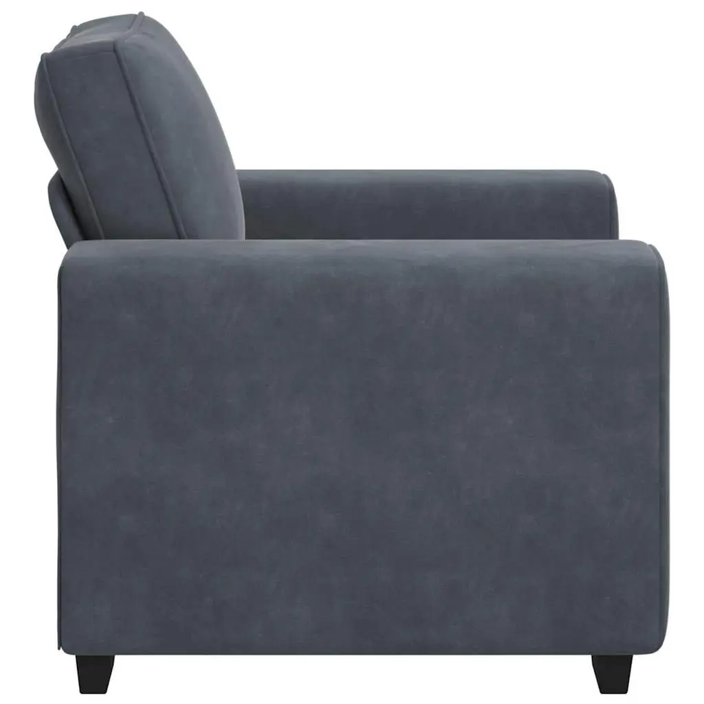 Sofa Chair Dark Grey Velvet Armchair Living Room Bedroom Relaxation Seating