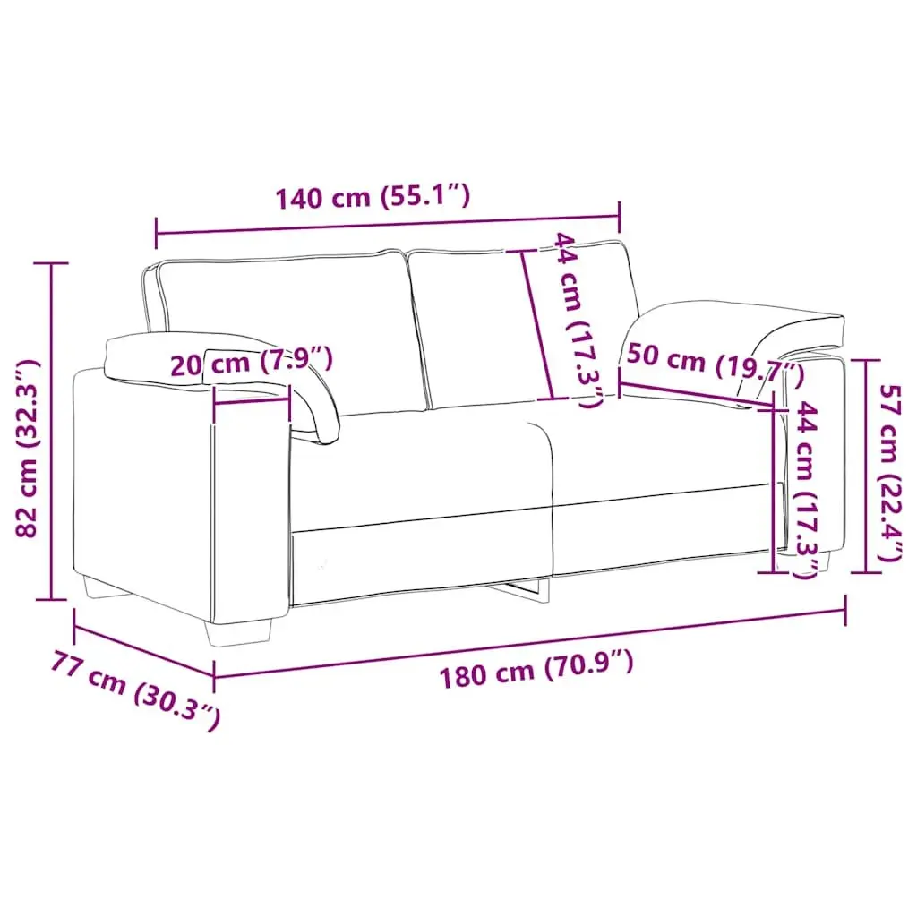 Loveseat Sofa Living Room Bedroom 180cm Grey Velvet Two Seater Couch