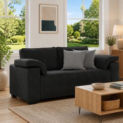 Loveseat Sofa Black Velvet 180x77x82 cm Modern 2-Seater Living Room Furniture