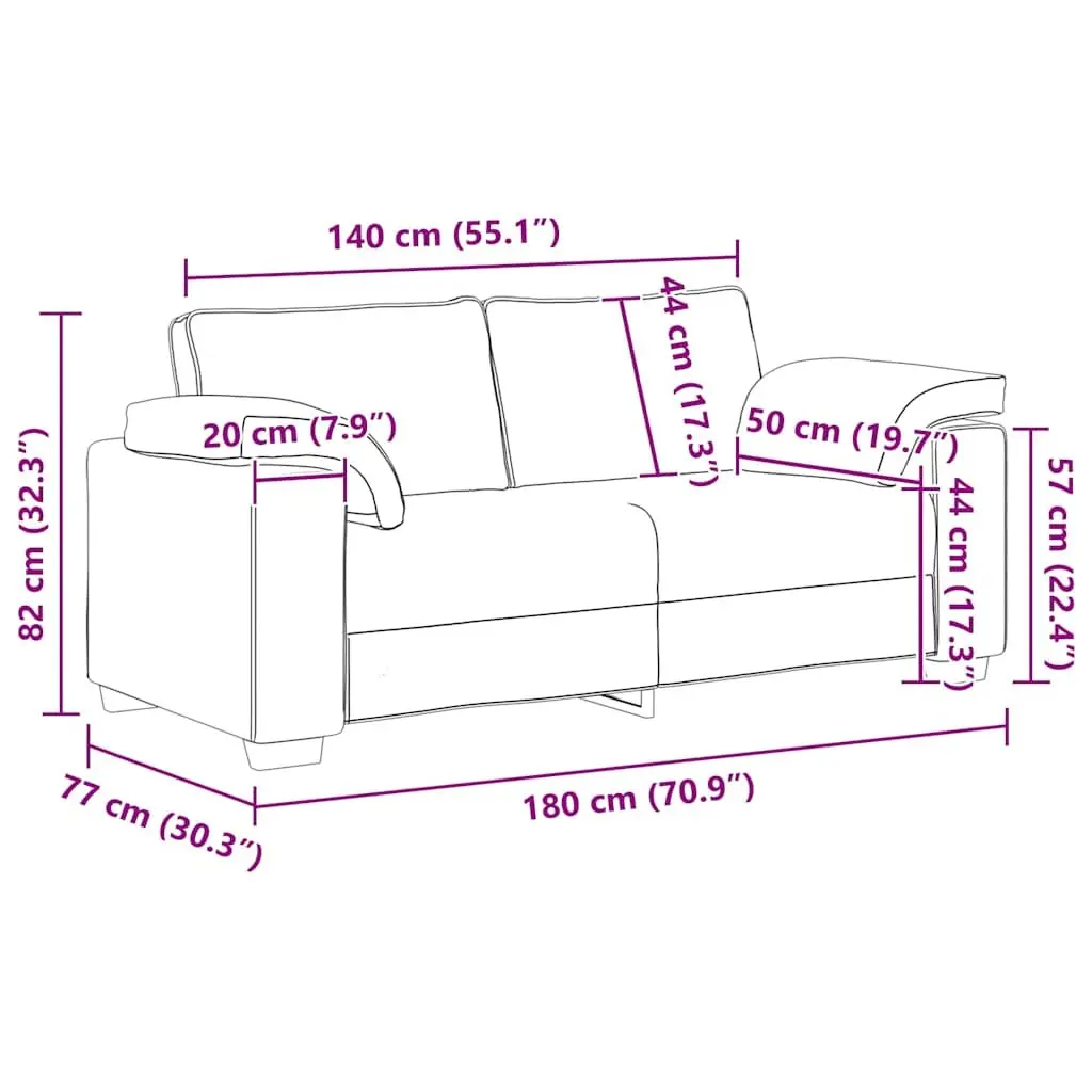 Loveseat Sofa Black Velvet 2 Seater Couch 180x77x82cm Living Room Bedroom Study