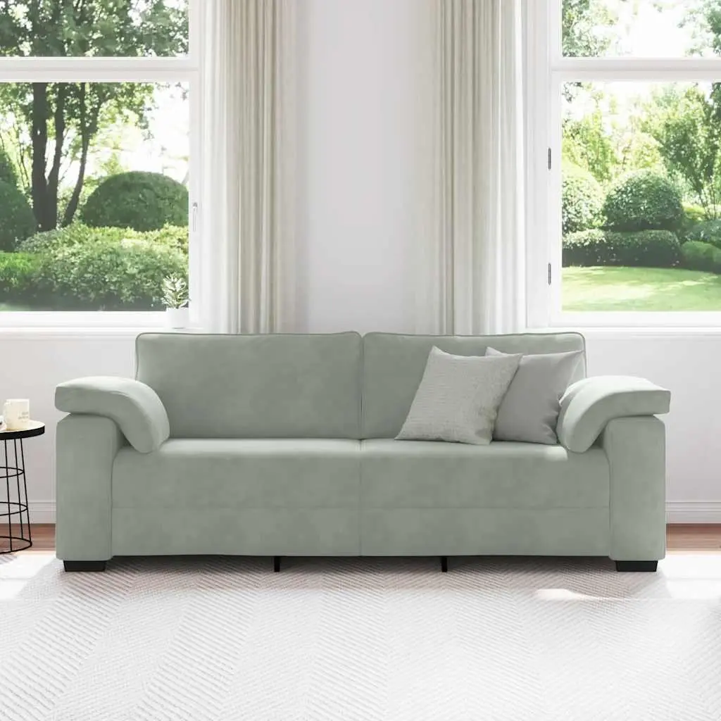 3-Seater Grey Velvet Sofa