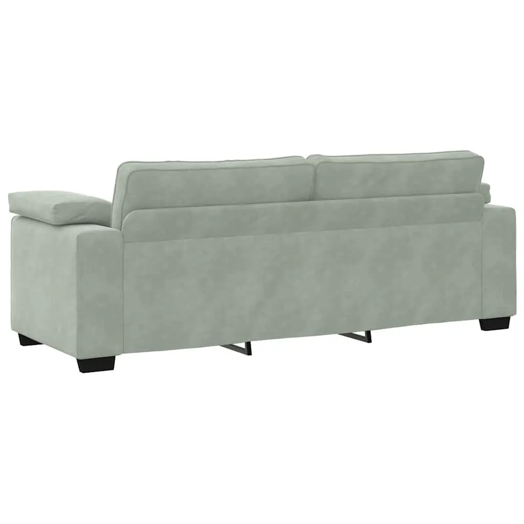 3-Seater Grey Velvet Sofa