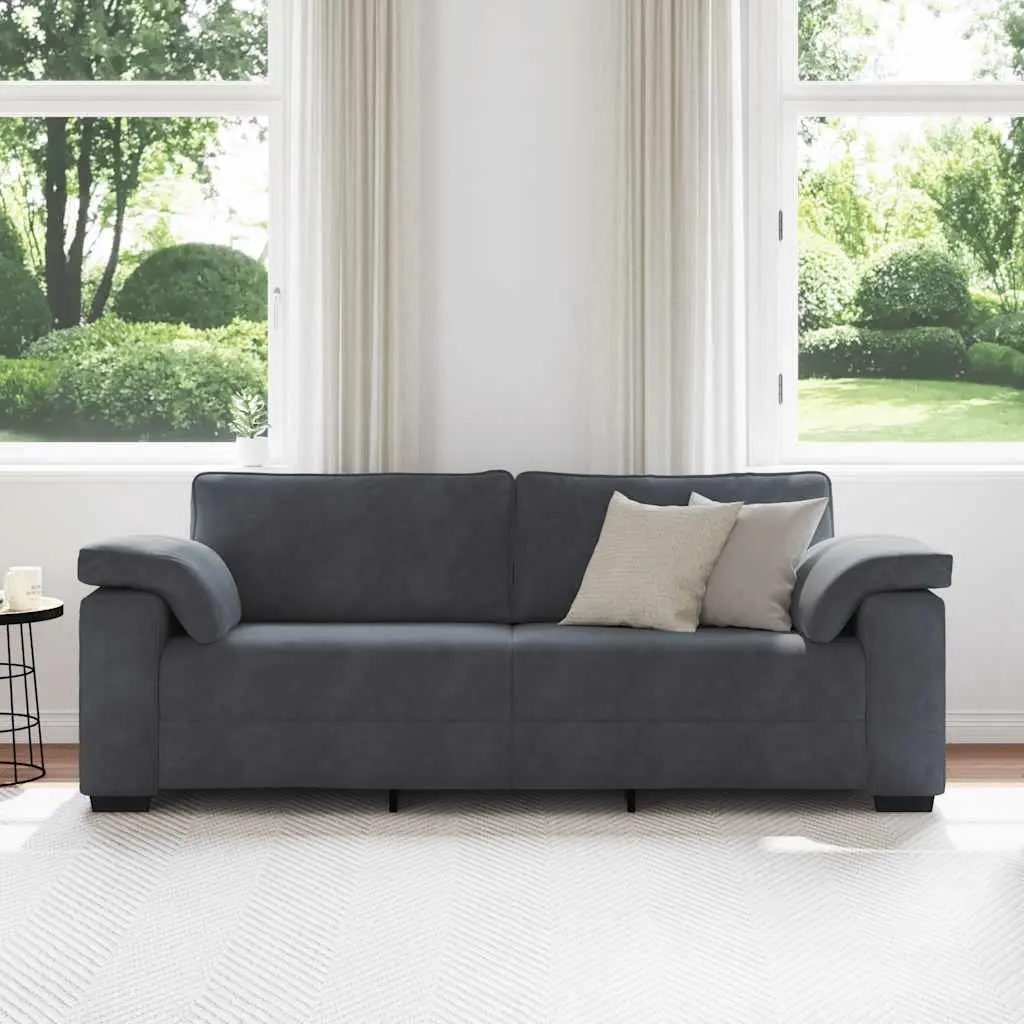 3-Seater Sofa Grey Velvet Living Room 220x77x82cm