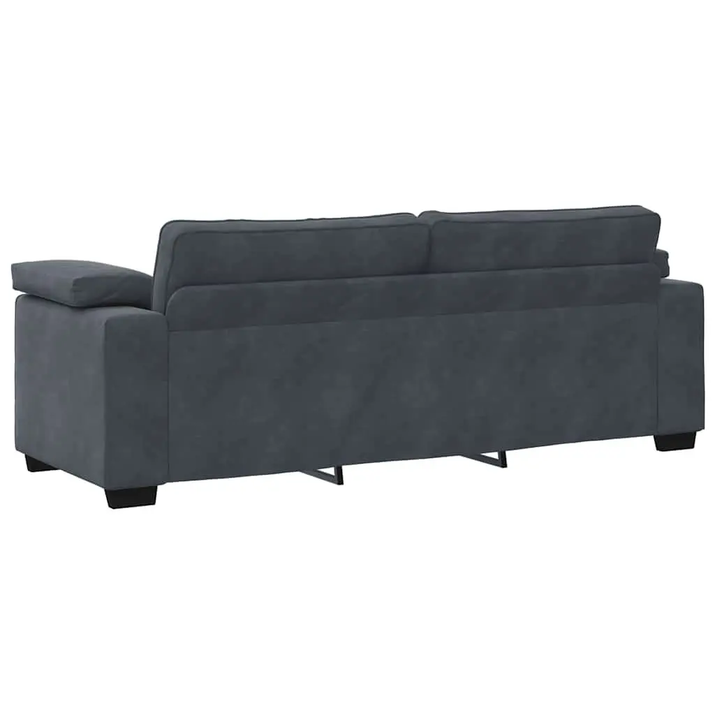 3-Seater Sofa Grey Velvet Living Room 220x77x82cm