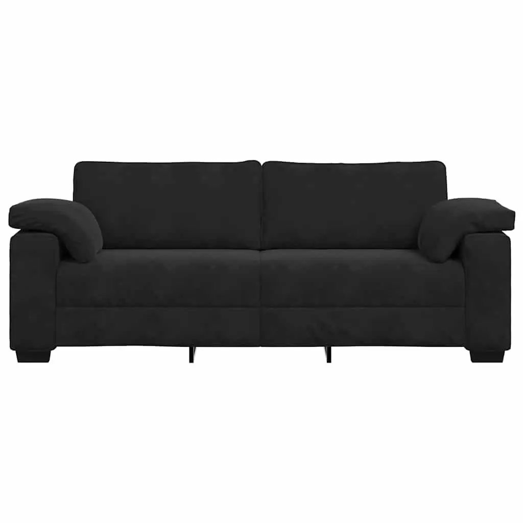 3-Seater Sofa Black Velvet Living Room Furniture