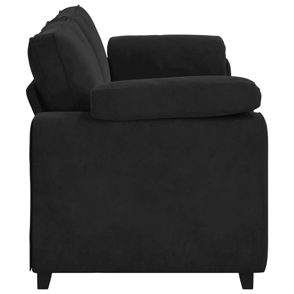 3-Seater Sofa Black Velvet Living Room Furniture