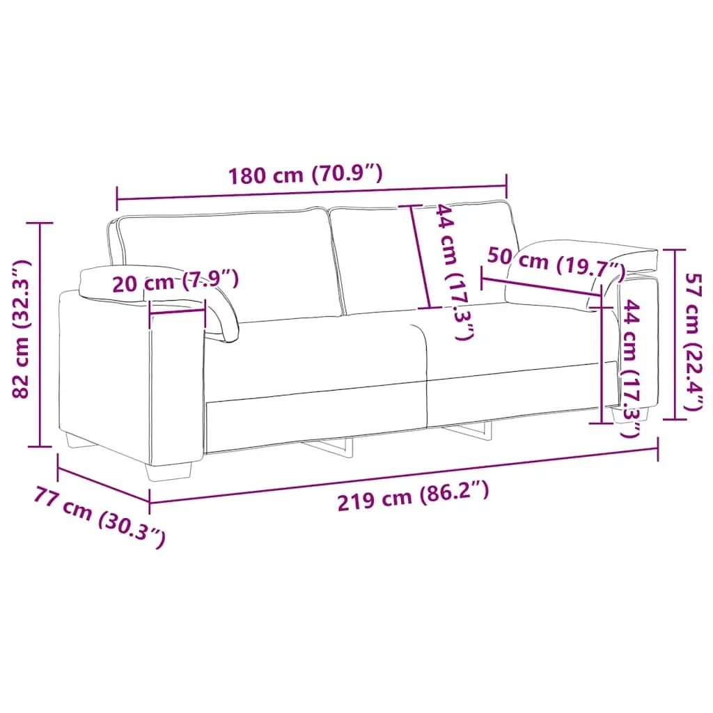 3-Seater Sofa Black Velvet Living Room Furniture