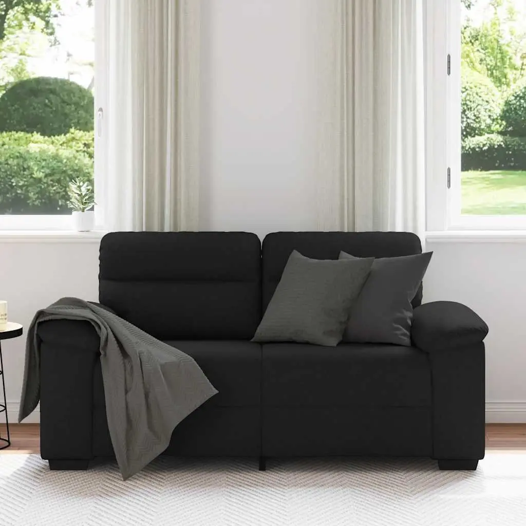 2-Seater Sofa Black Fabric Living Room 160x81x84 cm