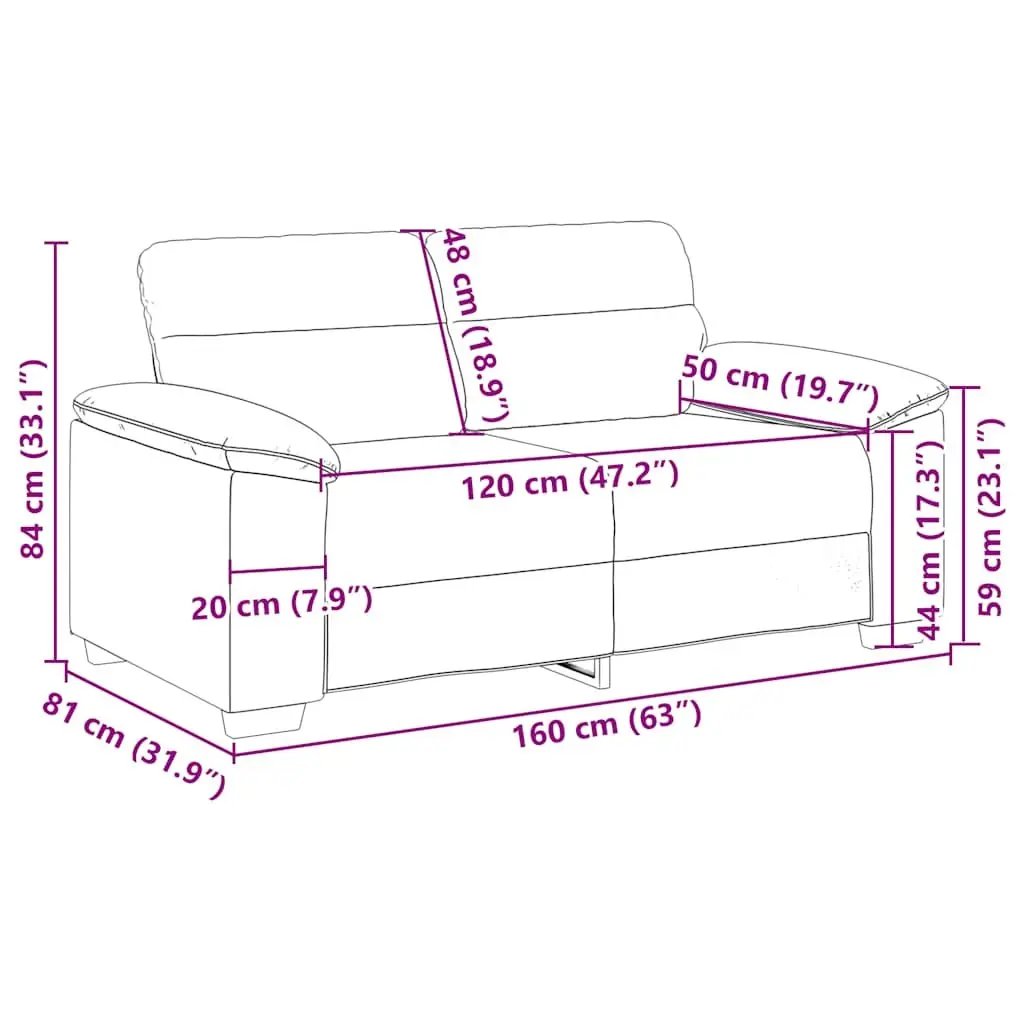 2-Seater Sofa Black Fabric Living Room 160x81x84 cm