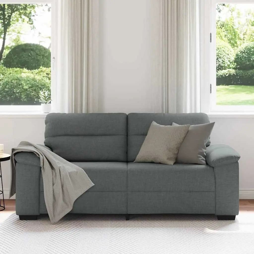 2-Seater Sofa Dark Grey Fabric Living Room 180cm