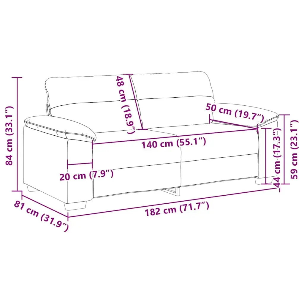 2-Seater Sofa Dark Grey Fabric Living Room 180cm