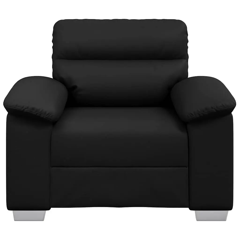 Sofa Chair Black Living Room 100W x 81D x 84H cm Faux Leather Armrests Padded Backrest