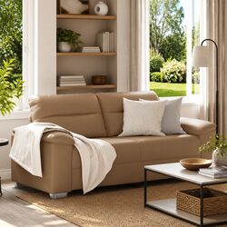 2-Seater Sofa Brown Faux Leather Lounge Couch Living Room Furniture 180x81x84cm