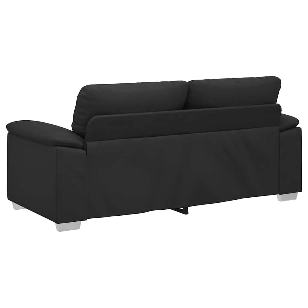 2-Seater Sofa Black Faux Leather Lounge Couch Living Room Furniture Armrests