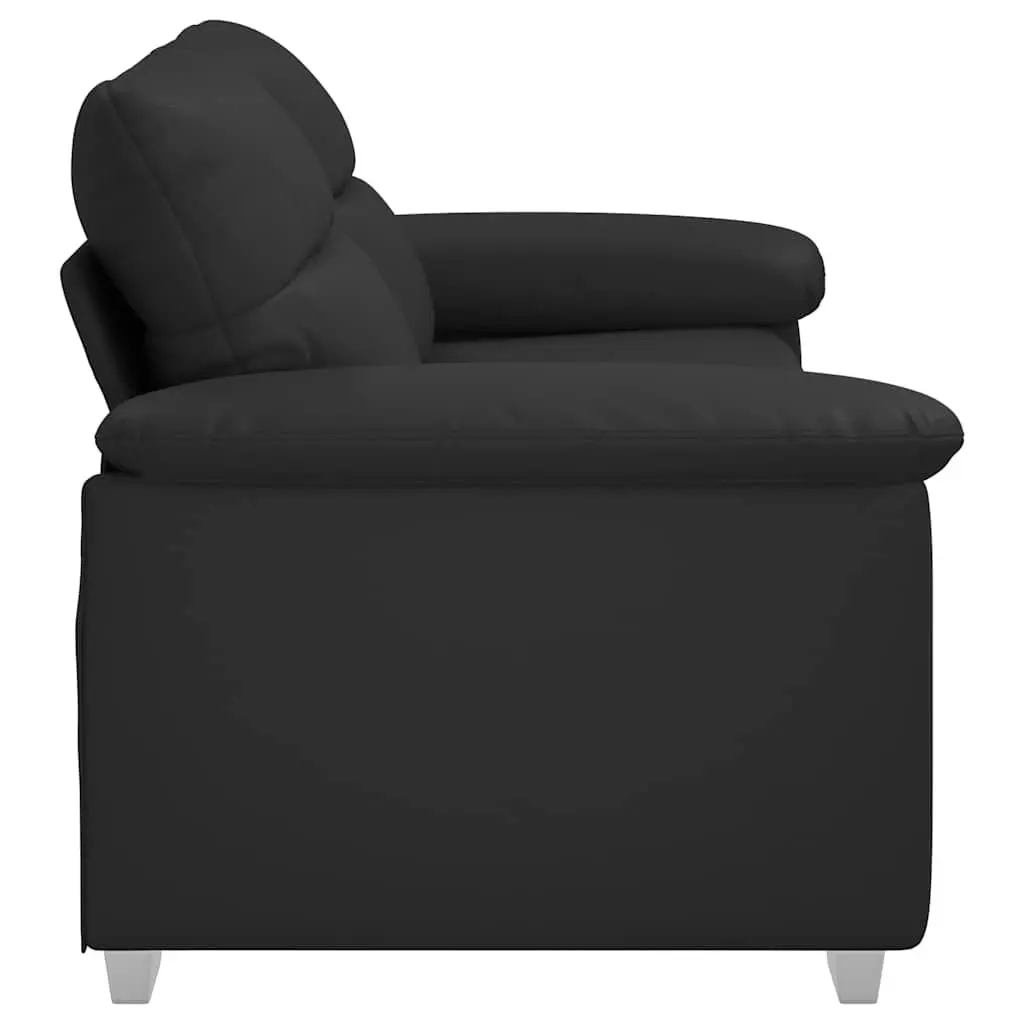 2-Seater Sofa Black Faux Leather Lounge Couch Living Room Furniture Armrests