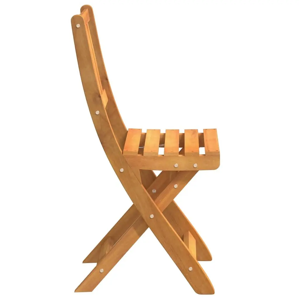 Outdoor Bistro Chairs Foldable Set 2 Pieces Solid Wood Garden Patio Seating Brown