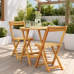 Compact Outdoor Dining Set: 3-Piece Acacia Wood Furniture