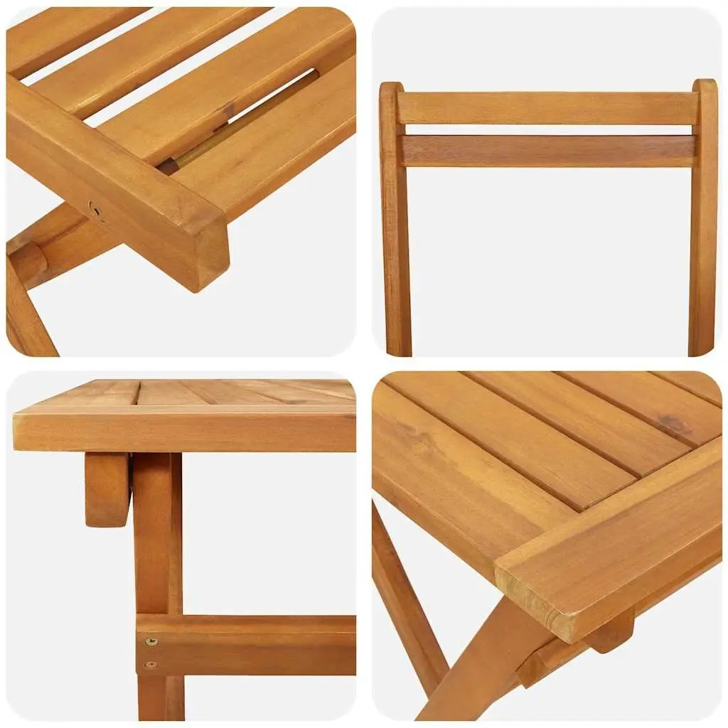 Folding Bistro Set 5 Piece Outdoor Garden Furniture Table Chairs Brown Wood