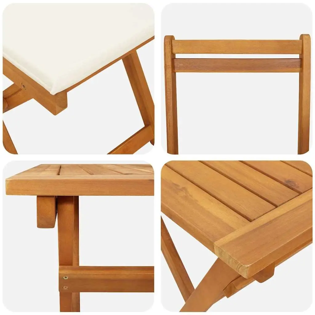 Outdoor Bistro Set 5 Pieces Folding Chairs Table Garden Furniture Brown Acacia