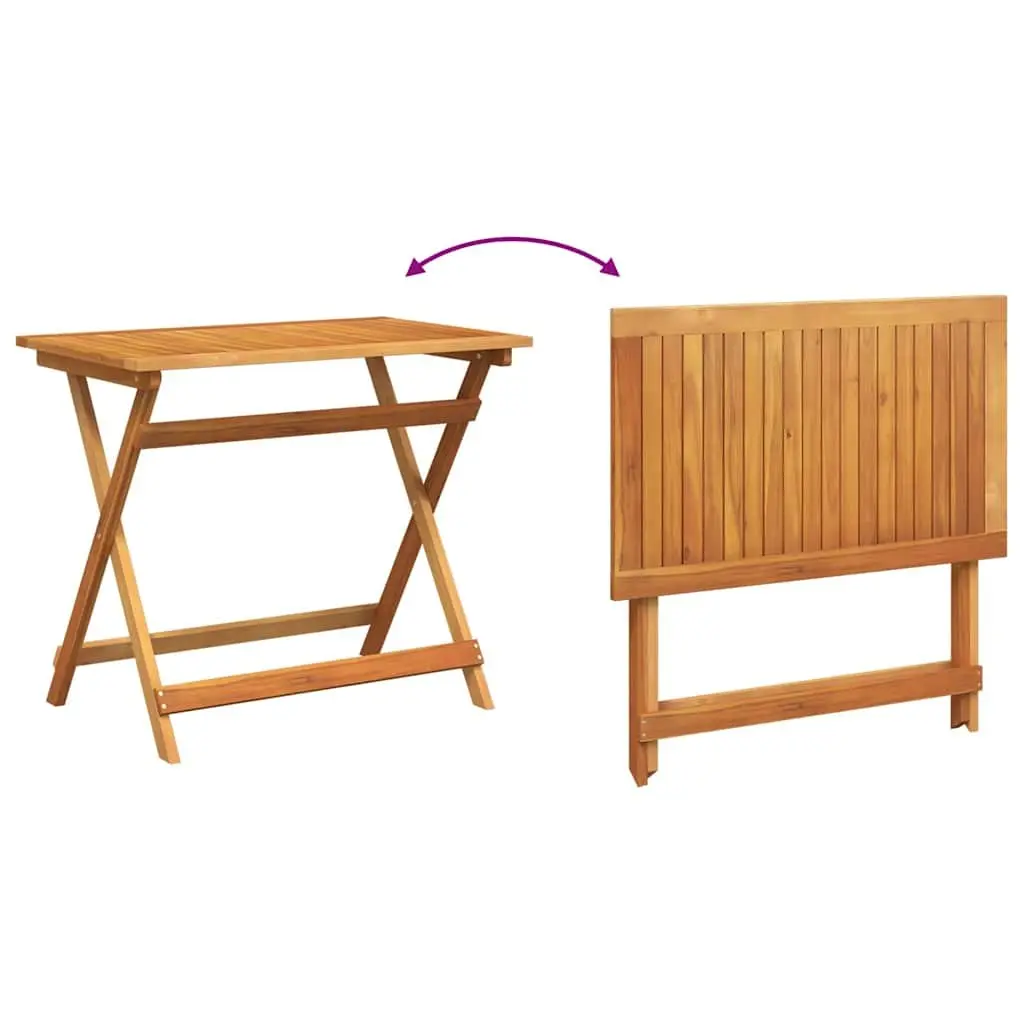 Outdoor Bistro Set 5 Pieces Folding Chairs Table Garden Furniture Brown Acacia