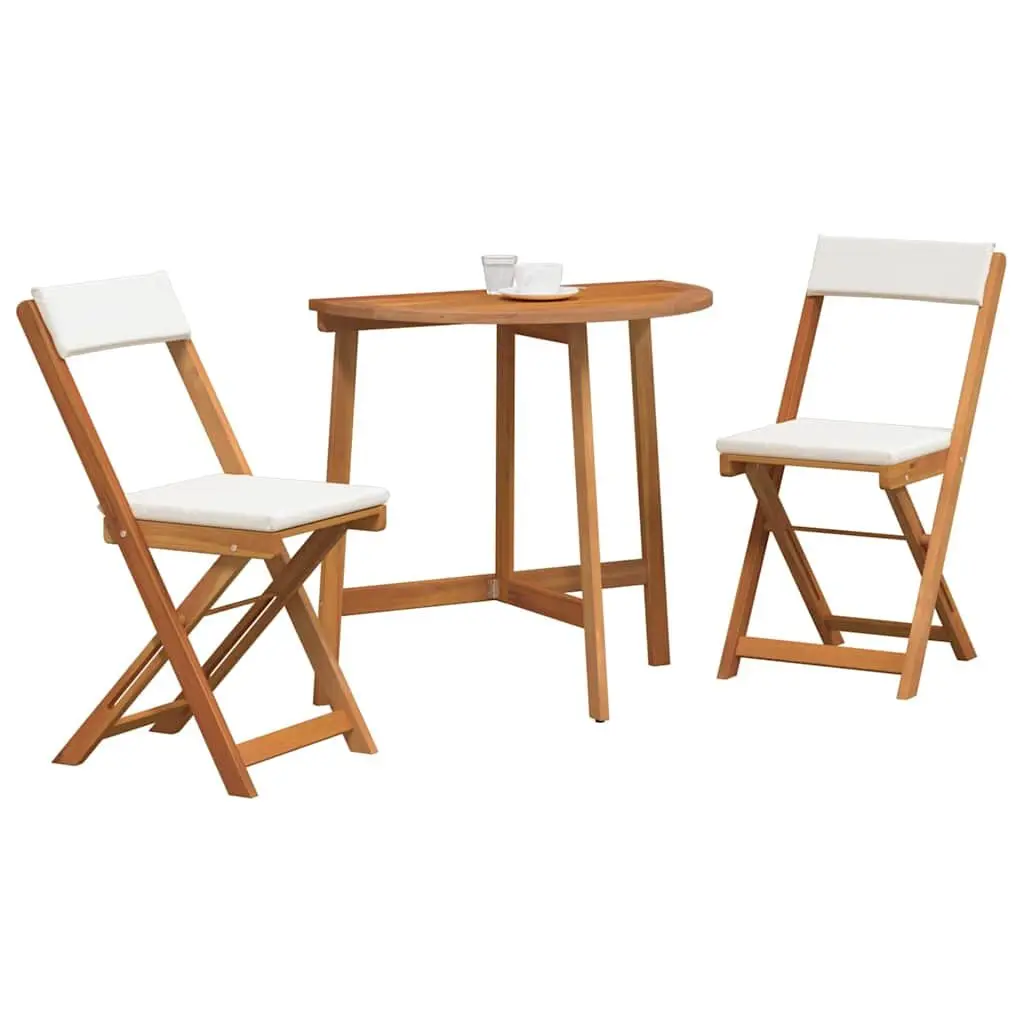 Bistro Set Outdoor Garden Patio Furniture 3 Piece with Cushions Foldable Chairs
