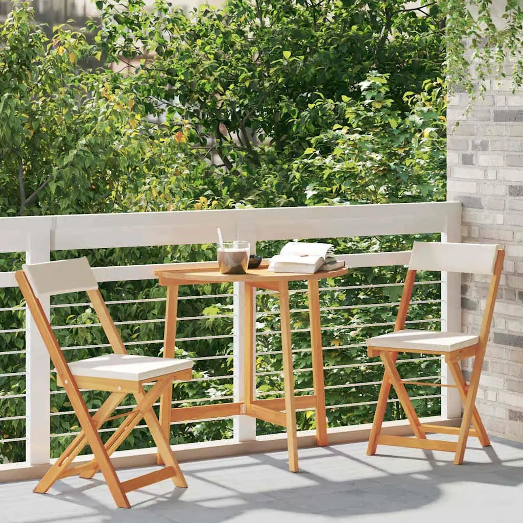 Bistro Set Outdoor Garden Patio Furniture 3 Piece with Cushions Foldable Chairs