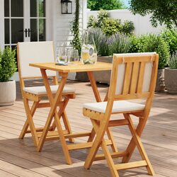 Compact Folding Bistro Set: 1 Table & 2 Chairs