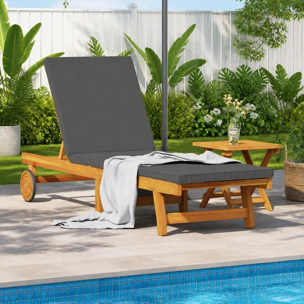 Sun Lounger Reclining Chair Adjustable Backrest Footrest Garden Outdoor Seating