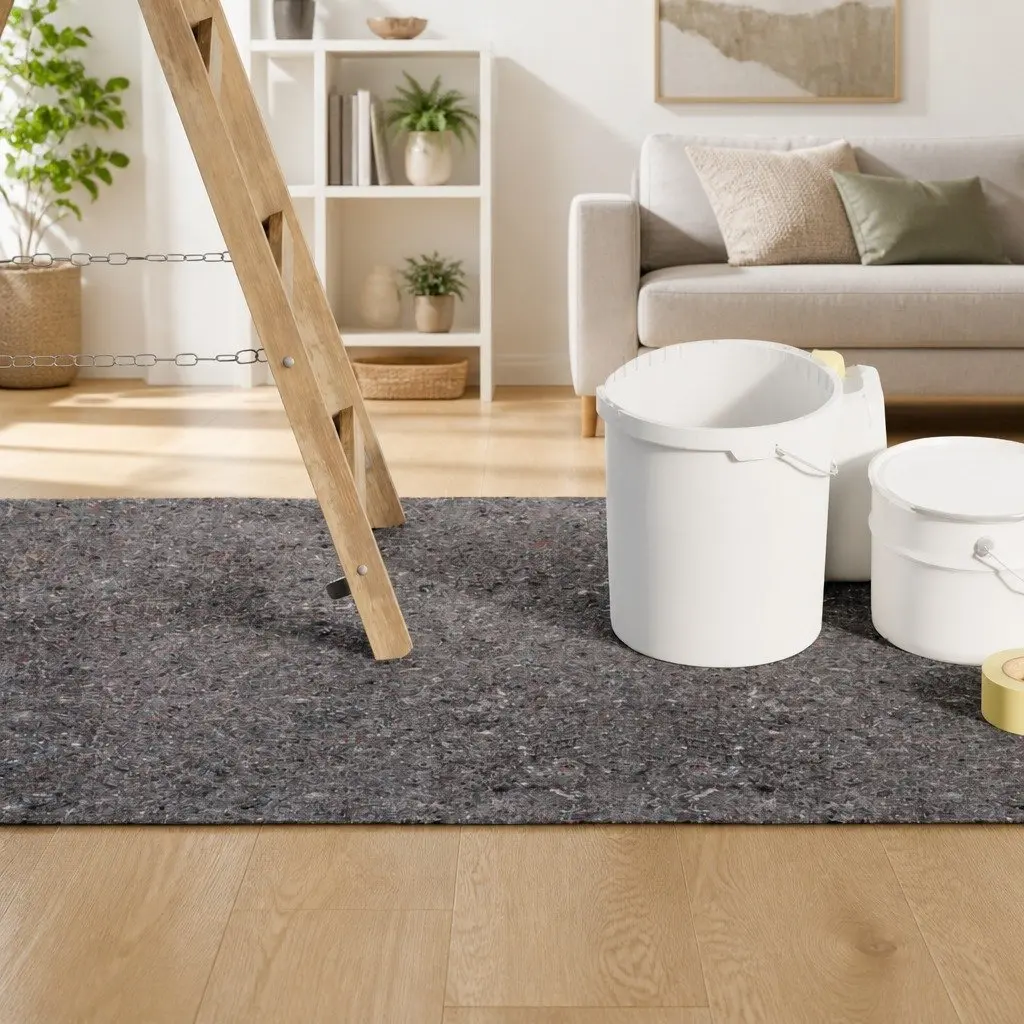 Non-Slip Painter Fleece Floor Protection 25m x 1m Roll Dust Paint Cover