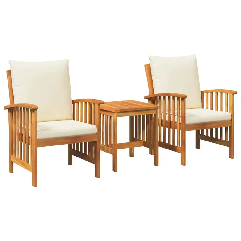 Acacia Wood Outdoor Sofa Set 3 Pieces Armchairs and Table Brown