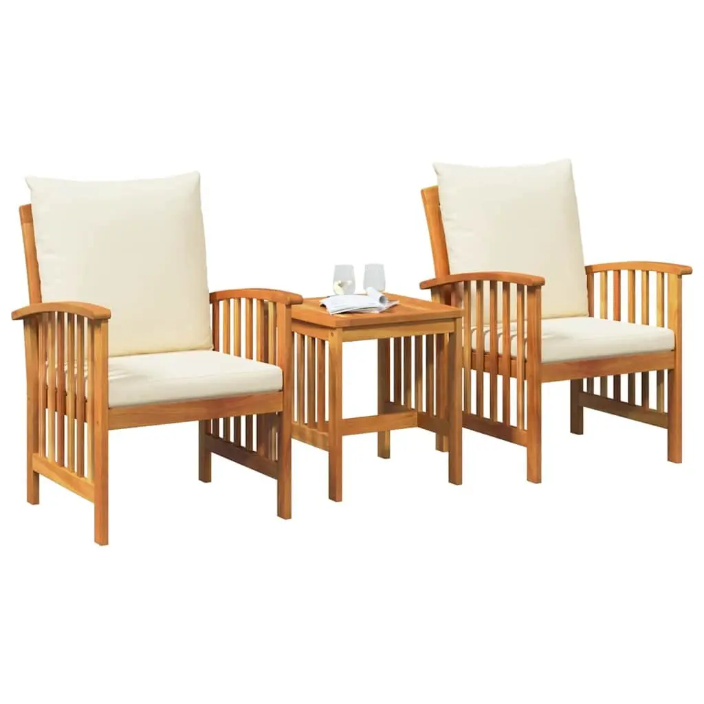 Acacia Wood Outdoor Sofa Set 3 Pieces Armchairs and Table Brown