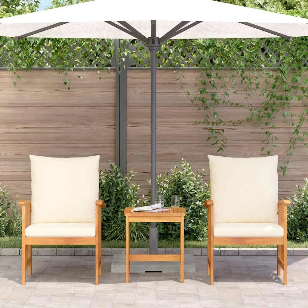 Acacia Wood Outdoor Sofa Set 3 Pieces Armchairs and Table Brown