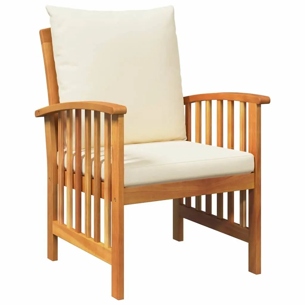 Acacia Wood Outdoor Sofa Set 3 Pieces Armchairs and Table Brown