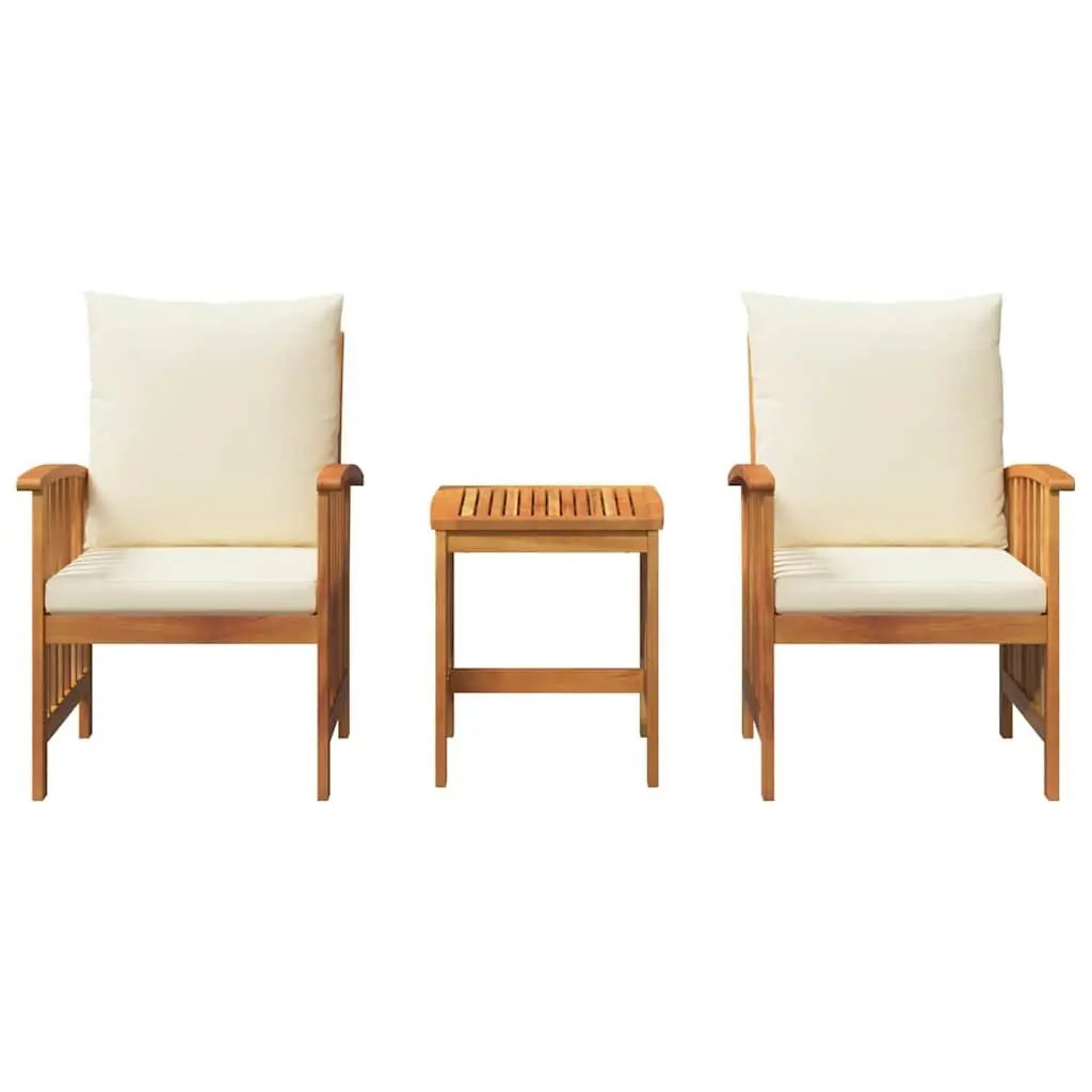 Acacia Wood Outdoor Sofa Set 3 Pieces Armchairs and Table Brown