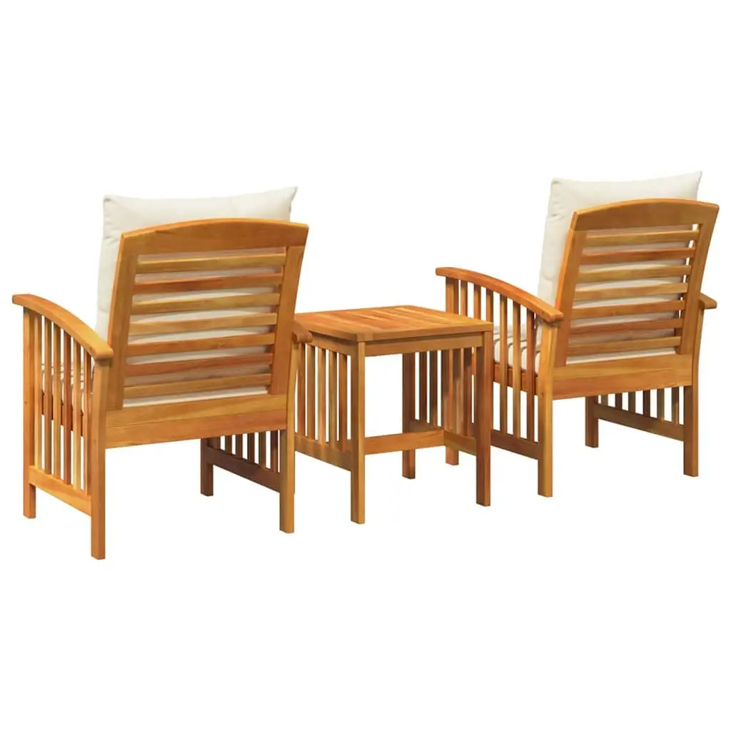 Acacia Wood Outdoor Sofa Set 3 Pieces Armchairs and Table Brown