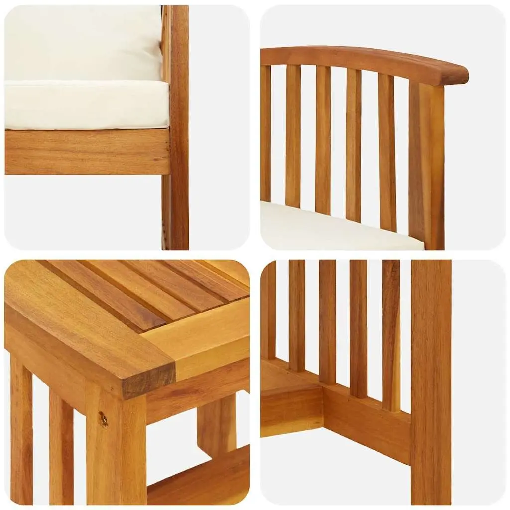 Acacia Wood Outdoor Sofa Set 3 Pieces Armchairs and Table Brown